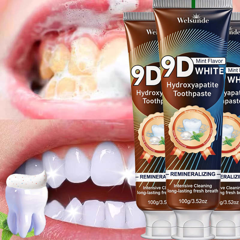 Hydroxyapatite Toothpaste - ยาสีฟัน 9D WHITE รสมินต์ ไฮดรอกซีอะพาไทต์ ฟื้นฟูแร่ธาตุในช่องปาก