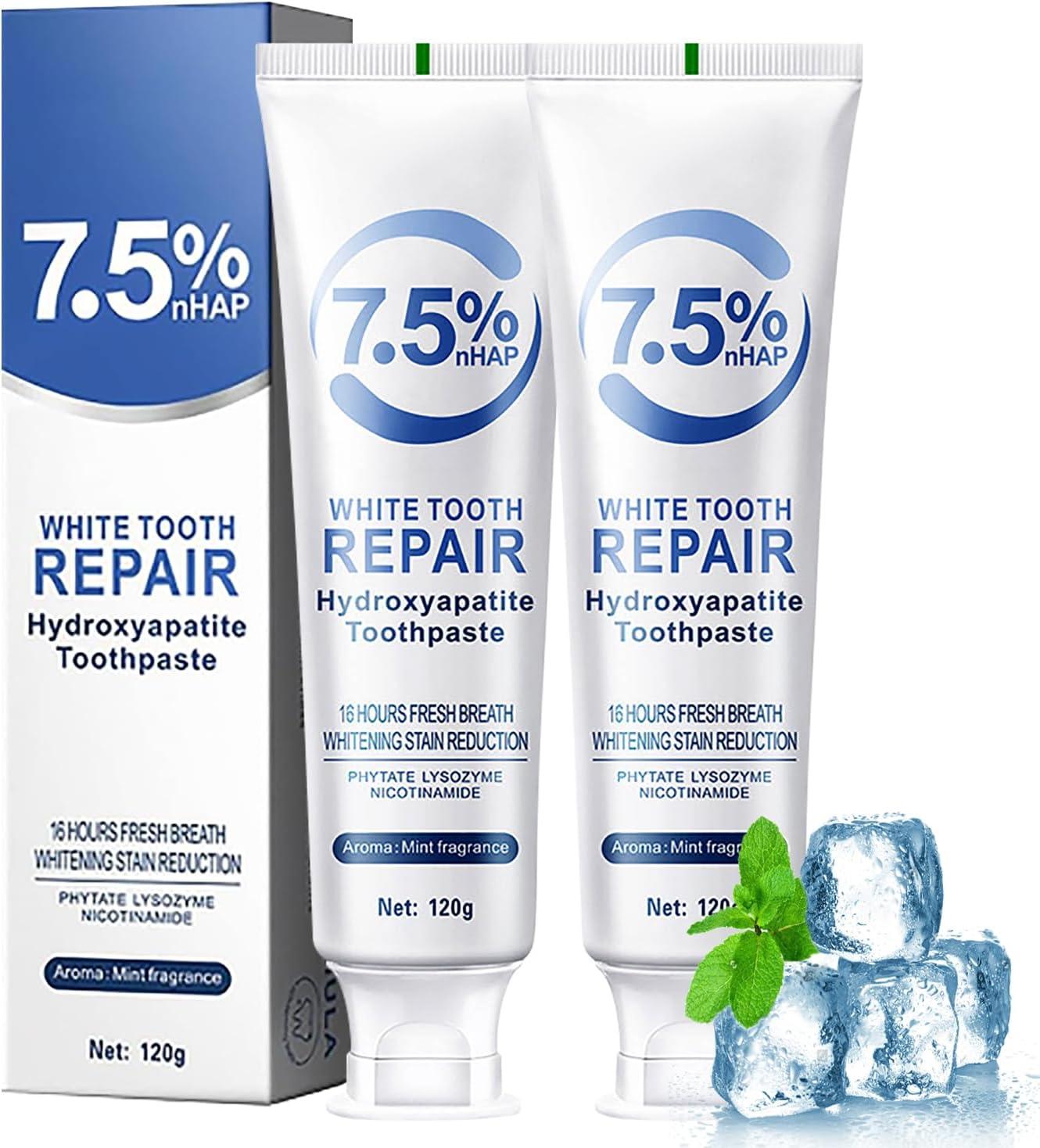 Hydroxyapatite Toothpaste - 1/2Pcs Hydroxyapatite ยาสีฟันสําหรับเคลือบฟัน Strengthening Gentle Mint