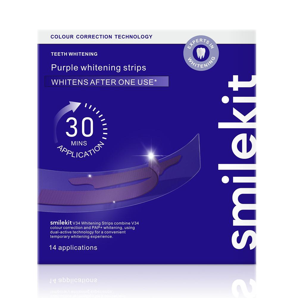 Teeth Whitening Crest - ﻿ สไมล์คิท แถบฟอกสีฟัน สีม่วง V34 ขจัดคราบ