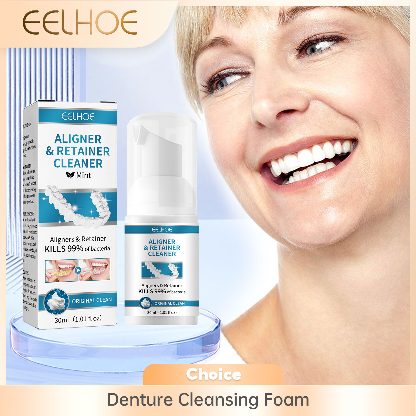 Teeth Whitening Foam Toothpaste - Aligner ฟันปลอมทําความสะอาดโฟมทําความสะอาดลึกลบวงเล็บคราบลดกลิ่นปากกลิ่นฟันขาว Retainer Clean Care 30ml