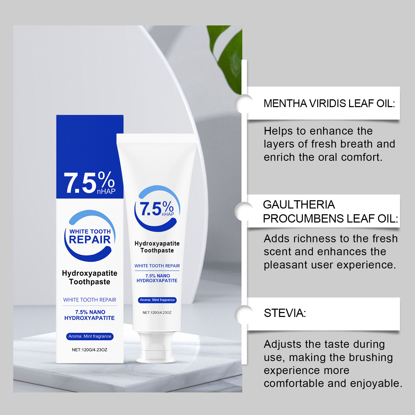 ยาสีฟันไฮดรอกซีอะพาไทต์ 7.5% ก - Teeth Whitening Foam Toothpaste บทวิจารณ์และราคา