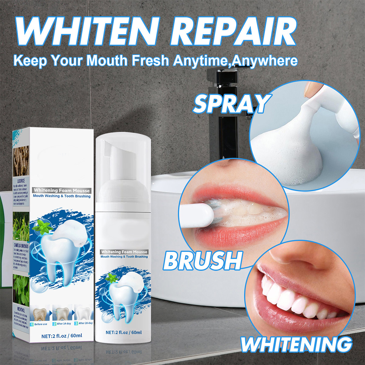 ยาสีฟันไวท์เทนนิ่งมูส 60 มล. ย - Teeth Whitening Foam Toothpaste บทวิจารณ์และราคา