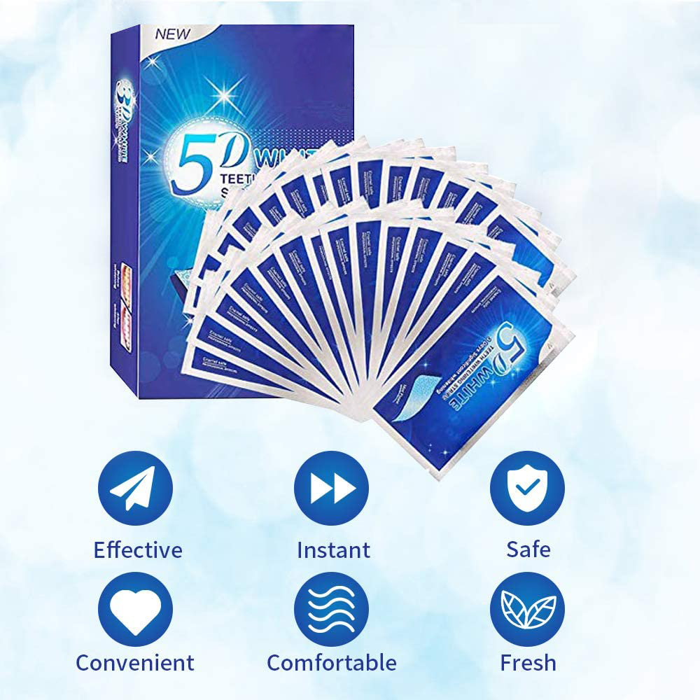 แผ่นฟอกสีฟันขาว 5D ไวท์เทนนิ่ง - Teeth Whitening With Hydrogen Peroxide บทวิจารณ์และราคา