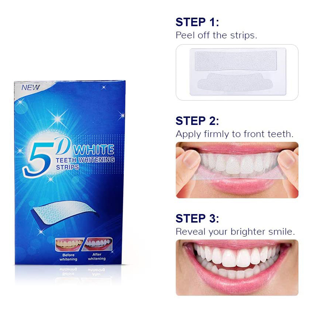 แผ่นฟอกสีฟันขาว 5D ไวท์เทนนิ่ง - Teeth Whitening With Hydrogen Peroxide บทวิจารณ์และราคา
